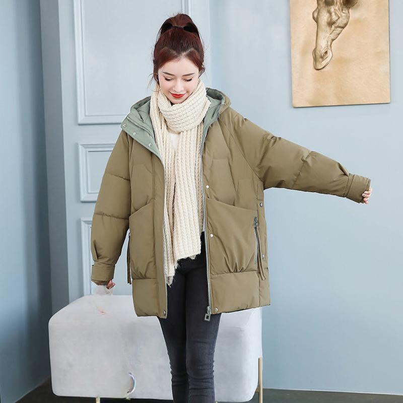 Loose Women's Down Jacket Hooded Mid-length Padded Jacket Winter Bread Padded Jacket Jacket