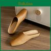 Genuine Leather Slippers Summer Womens Outer Wear Flat Bottomed Casual Muller Bag Head Half Slippers Mules Womens Flat Shoes