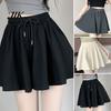 Women Relaxed Fit Shorts Summer Elastic High Waist Adjustable Drawstring Casual Loose with Pockets Solid Color Wide Leg Loose-fitting High-waist
