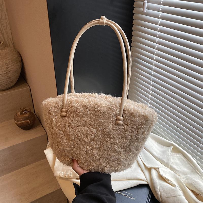 Plush Bag Women's Large-capacity New Autumn and Winter Shoulder Underarm Bag, Plush Commuter Tote Bag