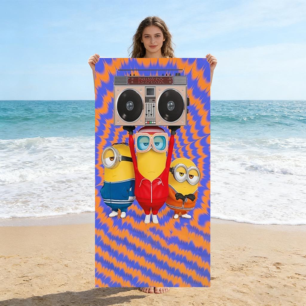 

Big-eyed Cute Creature Music Speaker Beach Towel Quick-drying Suitable for Beach Vacation Pool Gym Yoga Funny Gift for Friends W30*H60(CM)