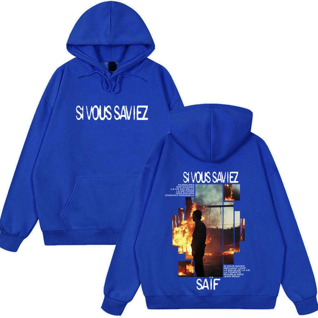 Rapper Saif Album Si Vous Saviez Print Hoodie Men Women Hip-hop Pullover Loose Casual Oversized Winter Sweatshirt Tops