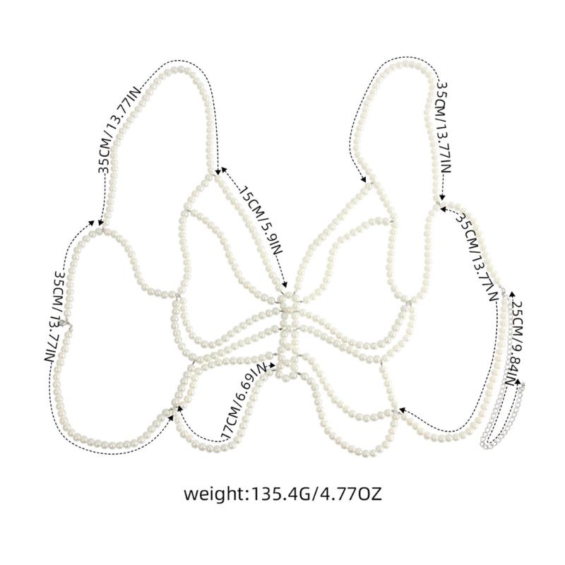 Contemporary Imitation Pearls Shoulder Jewelry for Women Body Chain Suitable for Enhancing Outfits At Various Event