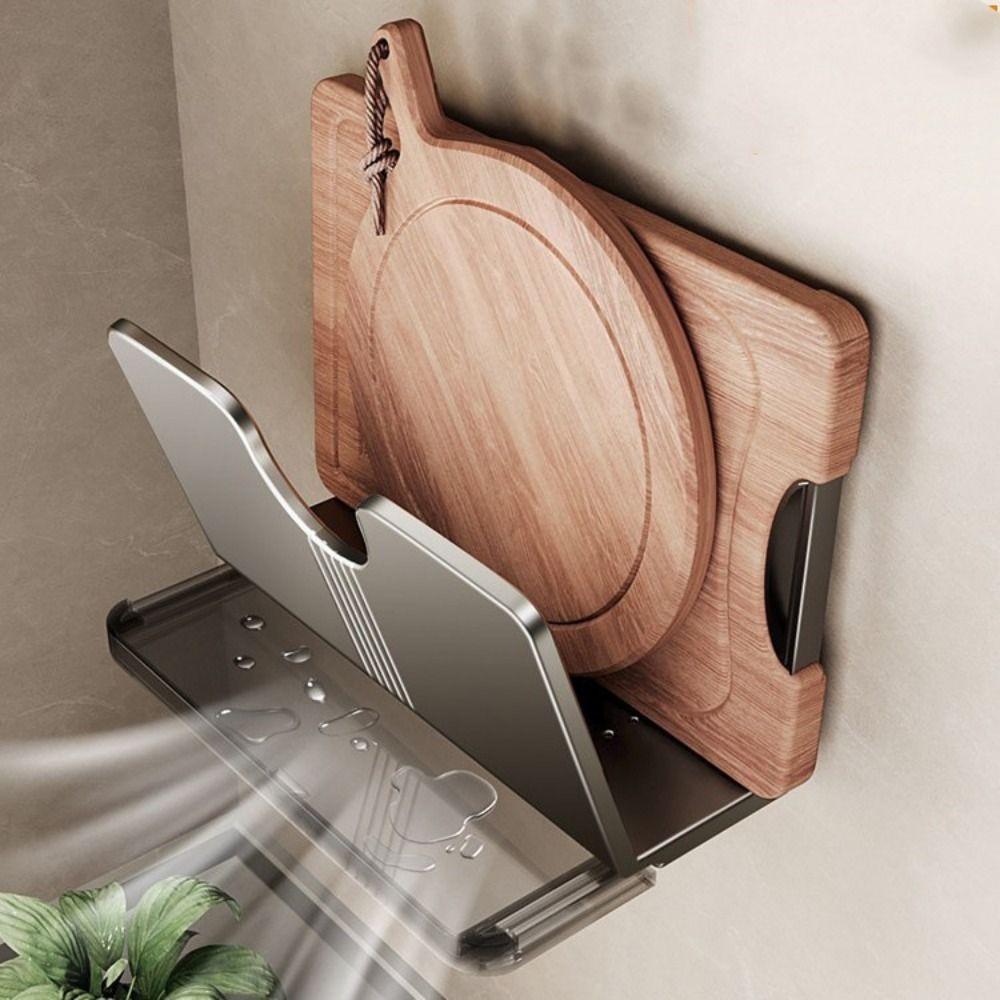Wall-mounted Pot Lid Storage Racks Punch Free Board Cutting Board Shelf Pot Lid Holder  Kitchen
