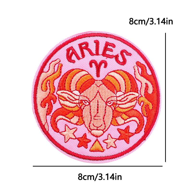 12 Zodiac Signs Embroidery Patch Iron On Patches Complete Set Horoscope Constellation Design for Jacket Backpack Daily Decor