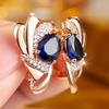 Fashion Blue Stone Drop Earrings for Women Unique 585 Rose Gold Silver Color Mix Ethnic Wedding Crystal Vintage Jewelry