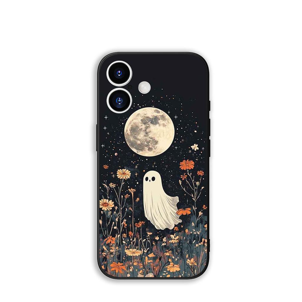 for Apple iPhone 16 15 14 Plus 13 12 Mini 17 Pro Max + ProMax 16E Air 15+ Cover Case Little Ghost With H-Halloweens Pumpkin