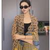 Women's Retro Ethnic Silk Scarf with Frog Button Shawl for Sun Protection