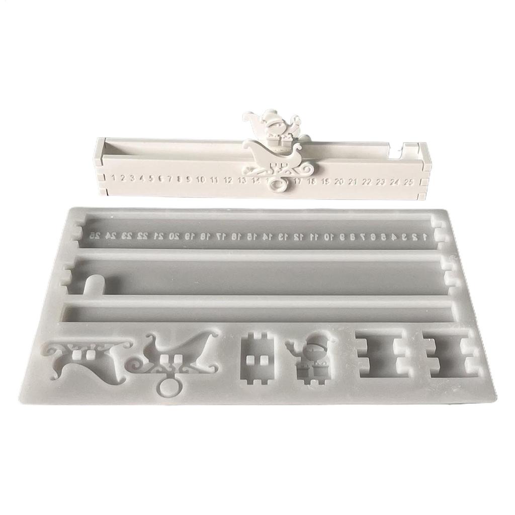 Christmas Countdown Silicone Mold 25-Day Holiday Calendar Advent Ornaments Chocolate Mold Gypsum Mold Easy Release Crafts