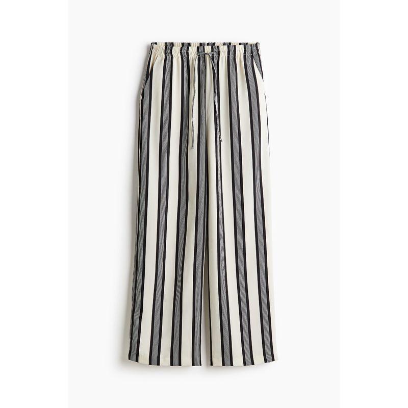 

HM Women s Clothing Autumn Loose Casual Elastic Waist Loose Pants 1234697 Cream/Stripes 155/64