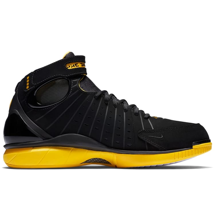 Nike 2K4 Zoom Huarache Kobe Comfortable Slip Resistant Lightweight Mid top Basketball Shoes Men's Black Yellow 308475-003