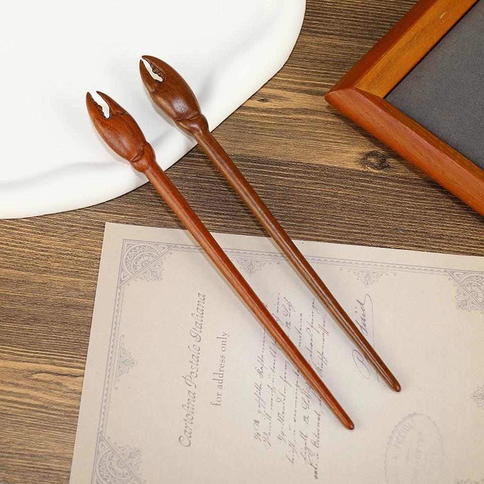 Elegantná zlatá sponka do vlasov z hodvábu a santalového dreva - Čínsky retro štýl vlasového doplnku