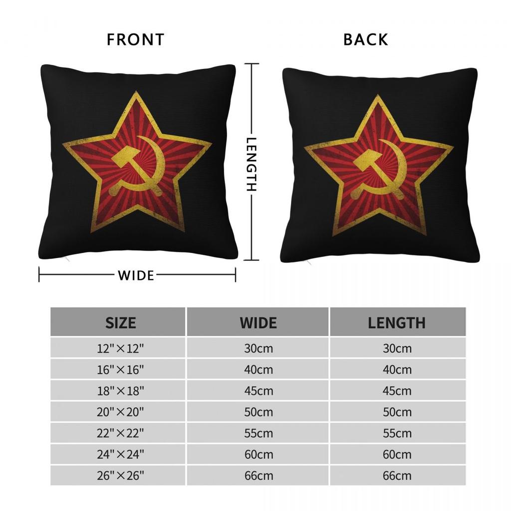 USSR Hammer And Sickle CCCP Russian Soviet Flag Square Pillowcase Cushion Cover Pillow Case Throw Pillow Cover for Home Bedroom