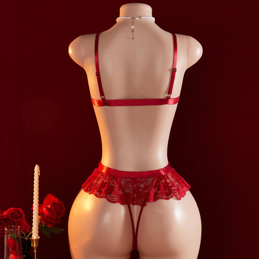 Transparent Lingerie For Women Super Erotic Underwear Sex Pajamas Crotchless Open Chest Lace Teddies Bodysuit Sexy Outfit