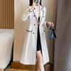 Women's Khaki Trim Long Trench Coat
