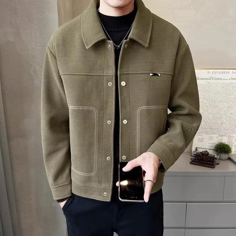 Autumn/winter New Men's Trendy Brand Lapel Business Casual Versatile Jacket Large Pocket Decorative Thickened Blazer