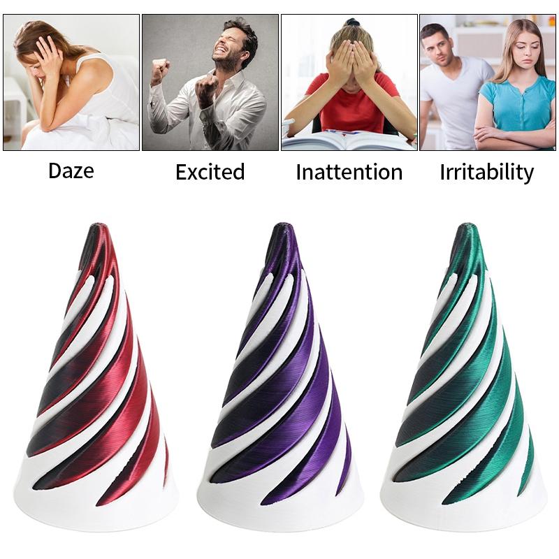 3d Printed Toys Desk Accessories Three-dimensional Pyramid Printed Spiral Cone Helix Screw Rotating Stress Relieving Spiral Cone