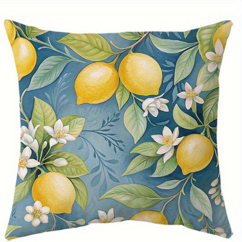 Home Decor Lemon and Floral Pattern Pillow Covers Pattern Cushion Cover Suitable for Sofa Bedroom Car Pillow Cover