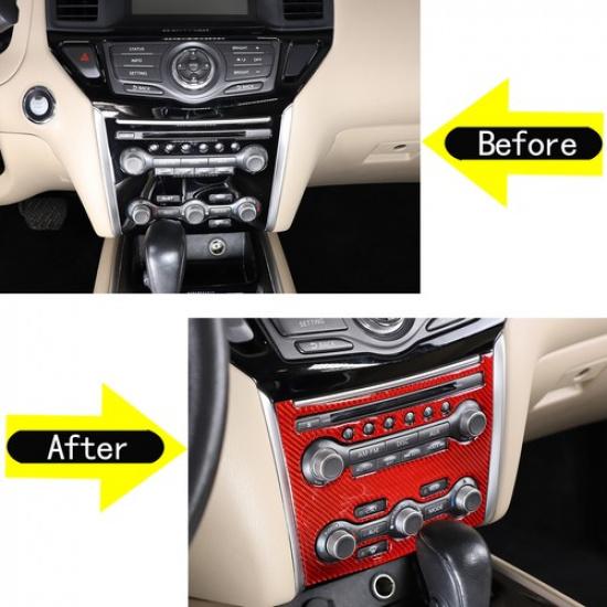 Red Carbon Fiber Air Conditioner Switch Trim Sticker For Nissan Pathfinder 13-18