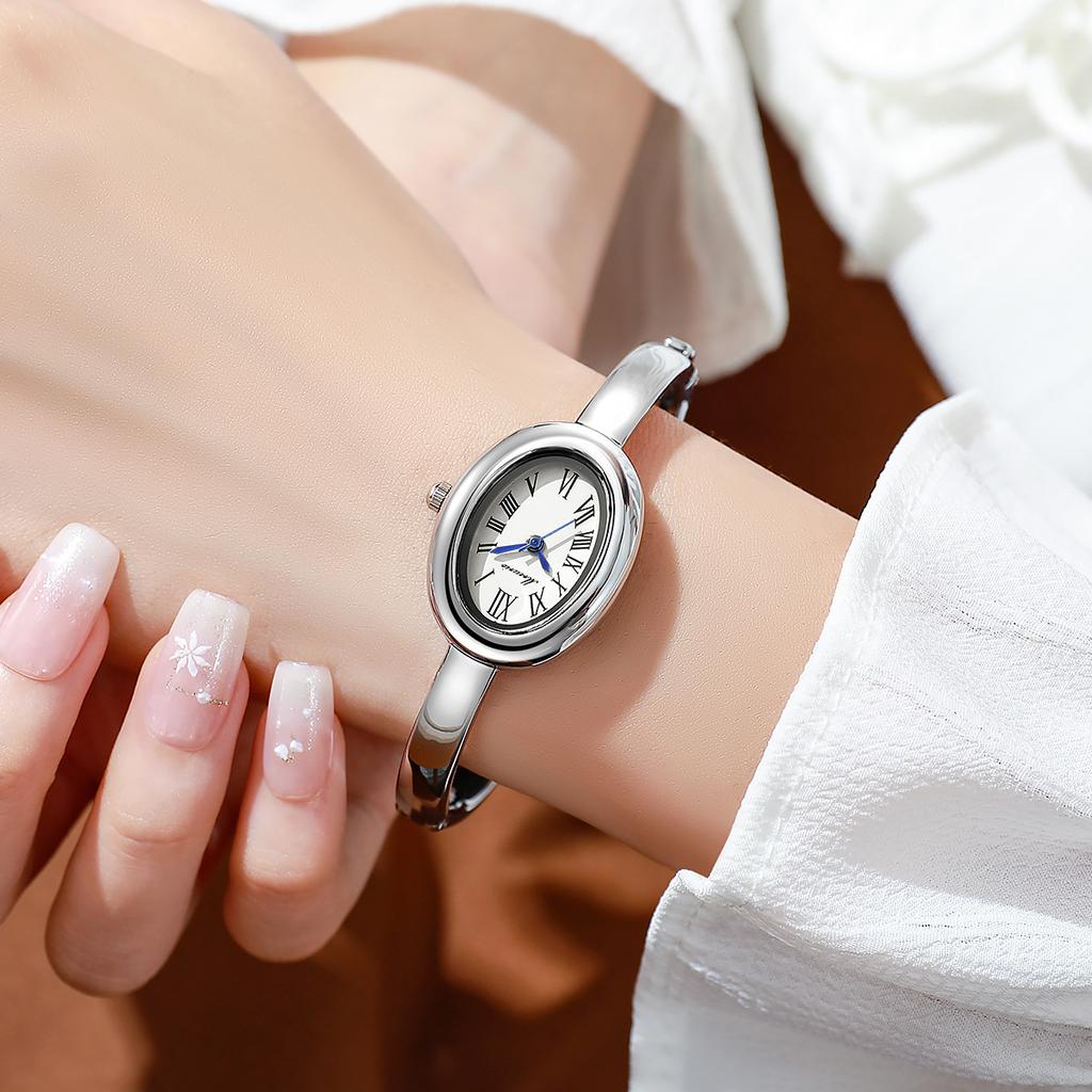 Elegant Oval Roma Dial Women Quartz Watch Fashion Bracelet Strap Ladies Wristwatch Girls Clock Gift