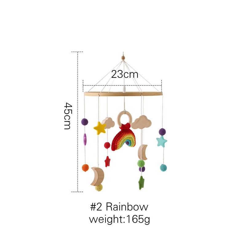 Baby Wooden Rattles Bed Bell Soft Felt Cartoon Elephant Cloudy Star Hanging Bed Bell Mobile Crib Montessori Education Toys