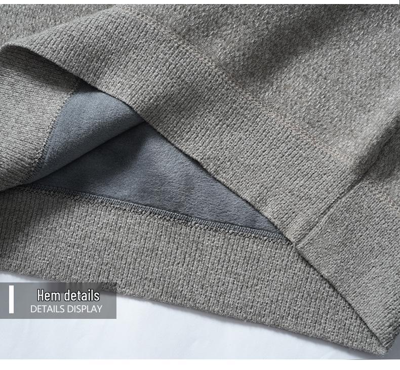 2025 Winter Men's High-End Fashion Knitted Sweater, Plus Velvet Thickened Long Sleeve Base Layer