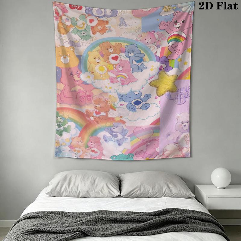 Care Bears Wall Tapestry Aesthetic Wall Hanging Printed Fabric Blanket Decorative Tapestries for Bedroom Living Room Home Decor
