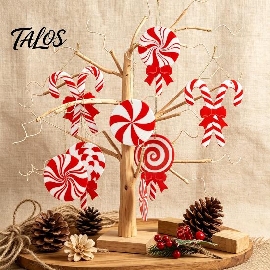 Decorative Hanging Candies for Holidays 12/24/36 Pcs Candy Christmas Tree Decorations, Lollipop Picks Tree, Red Indoor Holiday Party Wall Decorations