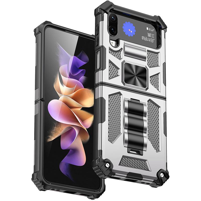 European and American fashion new models are suitable for Samsung zflip4 bracket mobile phone case Bayi armor anti-drop car magnetic case