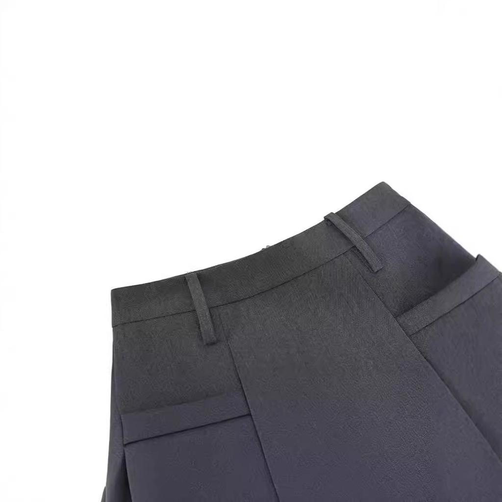 Grey Pleated Skirt for Women Summer Academic-inspired High-waisted Slimming A-line Skirt with Design-driven Tie-bow Detail and Tailored Short Skirt