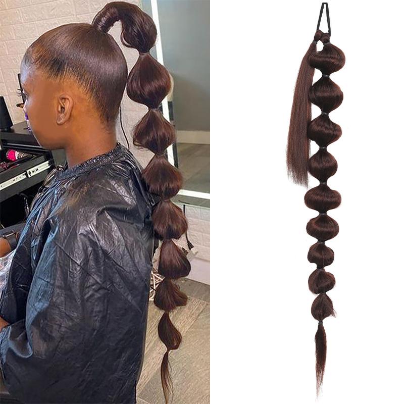 Lampion Bąbel Kucyk Peruka 30 cali Damska Długi Warkocz Kucyk Peruka Syntetyczna Do Noszenia Naturalna Halloween Impreza Role-Playing Użytek