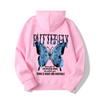 2025 European and American new letter fashion multi-color butterfly casual hooded fleece sweater