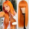 Orange lange gerade synthetische Perücke für Halloween-Party, Cosplay-Perücke, Alltagsperücke, Hochtemperatur-Haarseide-Perücken-Set