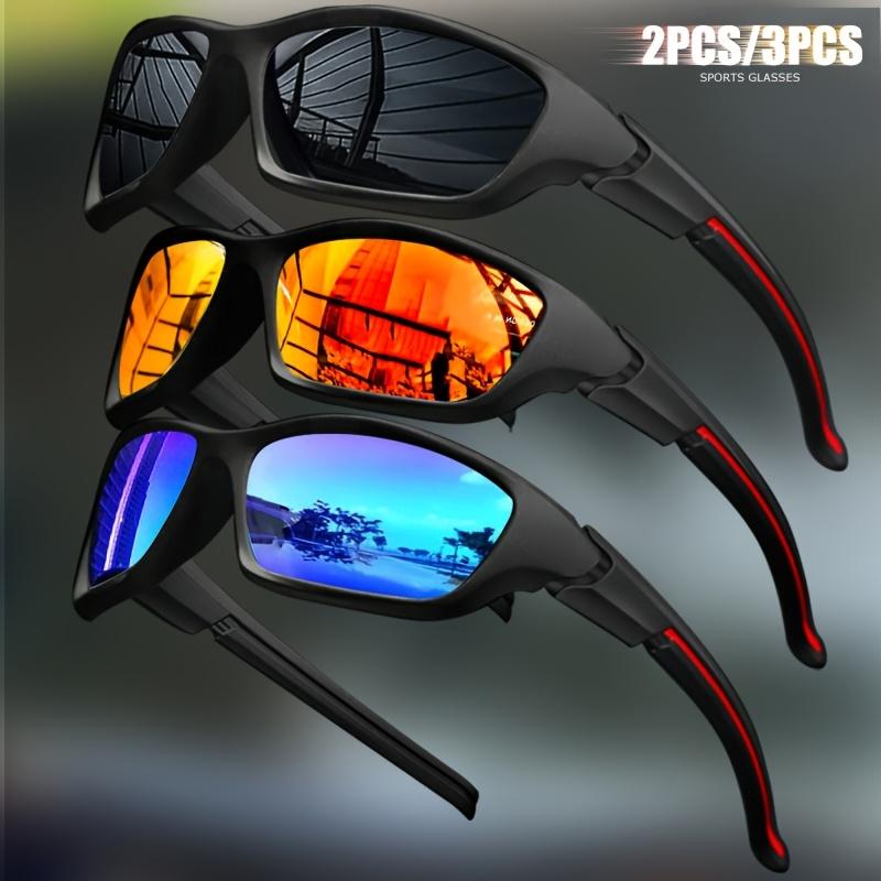 2/3pcs Men'S Sport Outdoor Protective Sunglasses Glasses Set TAC Lenses Anti-Glare Coating for Driving