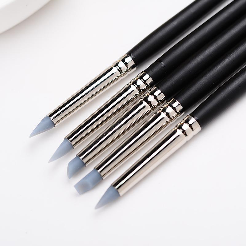 5-Piece Silicone Clay Tool Set: Soft Tip Brush & Fingerprint Remover