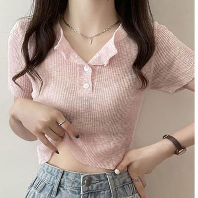 Slim and Thin, Niche Fashion Short-sleeved T-shirt, Foreign Chic, Hot Girl, Sexy Pure Desire Top Ins Women