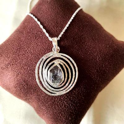 Herkimer Diamantový náhrdelník s príveskom, 925 Sterling Silver, Ručne Vyrábané Šperky, Dámske Šperky
