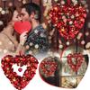 Valentines Day Wreaths for Front Door,14-Inch Valentine's Day Wreath with Lights,Heart Design with Heart-Shaped Ornaments