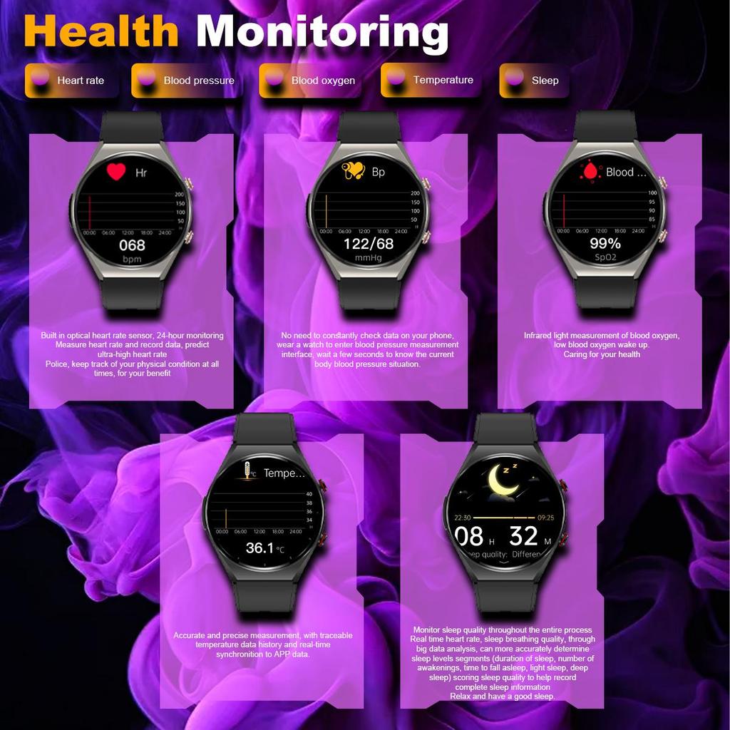 SACOSDING New Smart Watch Men Women Blood Oxygen Blood Pressure Full Touch Screen Sport Watch ECG+PPG Health Monitoring Smartwatch+Box