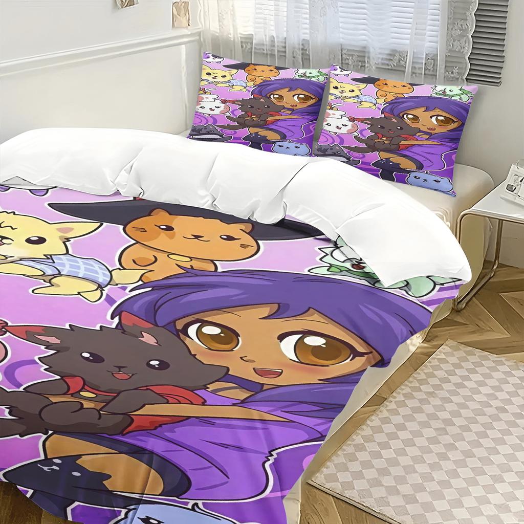 Cartoon Bedding Set Duvetcover Set Single Double King Size Kawaii Cartoon Aphmau Adult Boys Bedroom Duvet Cover And Pillow Case