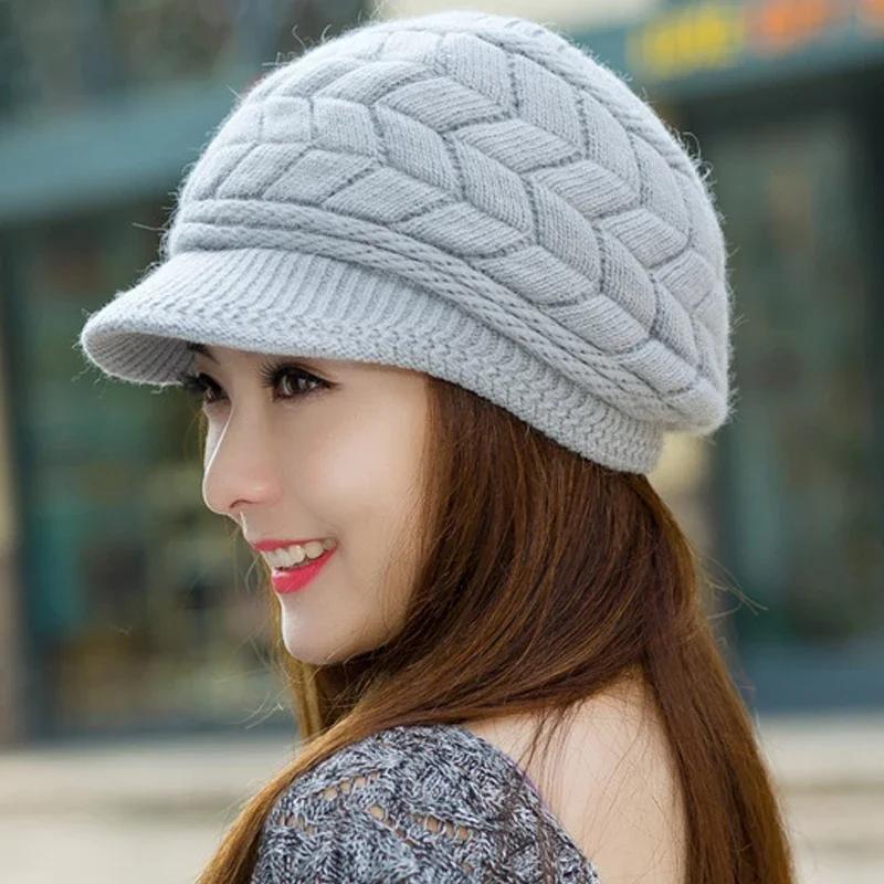 Womens Winter Hats Warm Knit Hat Slouchy Beanie Cap With Brim Gifts