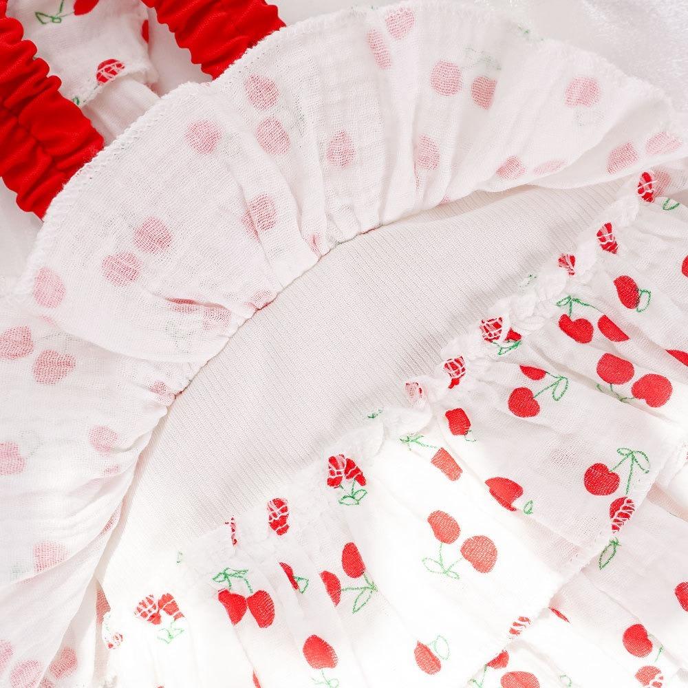 Cherry Print Dog Suspenders Dress Cute Pet Clothes Pet Costumes Puppy Princess Skirt Pet Supplies
