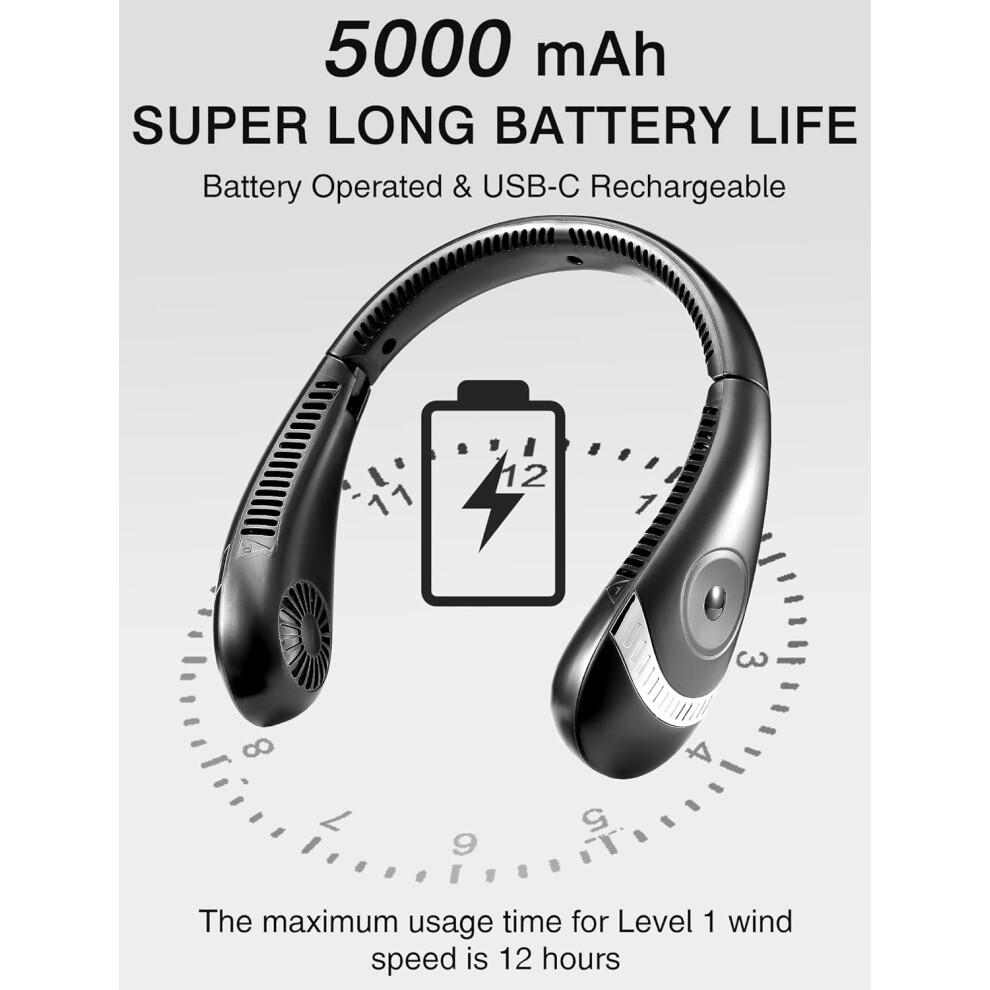 Portable Neck Fan for Summer Comfort, Rechargeable Wearable Personal Fan with Low Noise Design Comfortable Fit, Hands Free Bladeless Fan with USB Char
