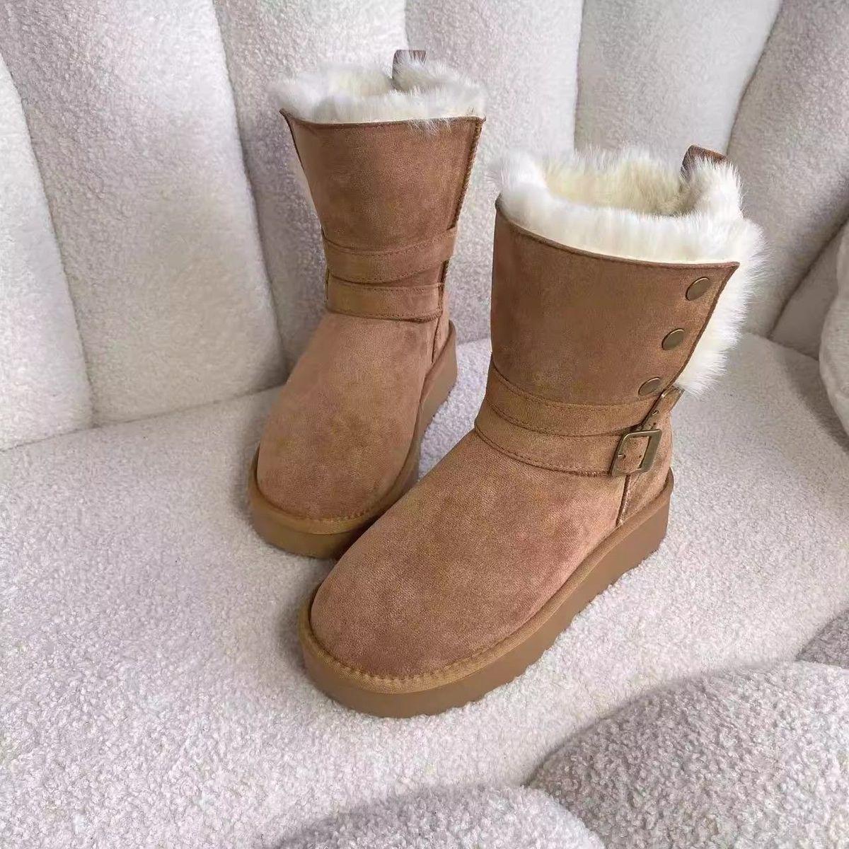 

Tube gray snow boots women s new winter thick-soled heightening piled thickened long tube snow cotton shoes 40