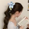Large Size Flower Hair Clip Fabric Cloth Vertical Clip Fashion Satin Banana Clip  Girl