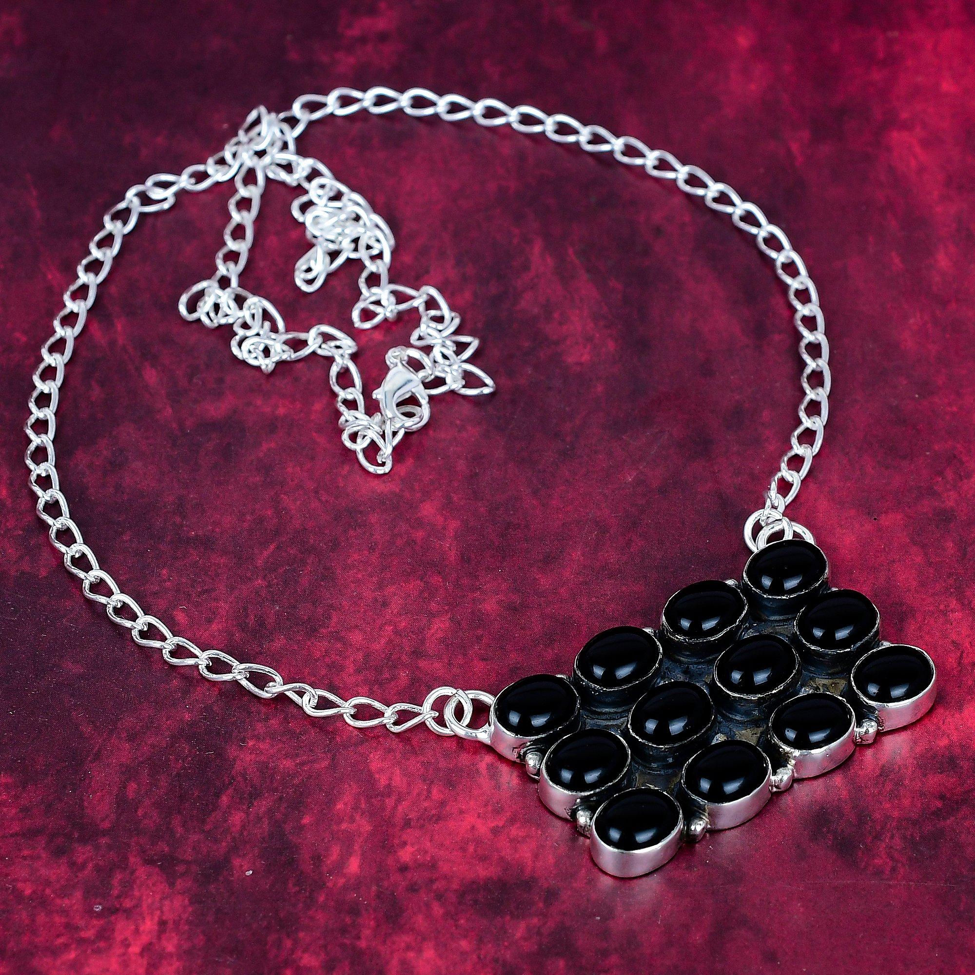 

Колье из черного оникса ручной работы, новейшего дизайна, ювелирное украшение, колье из стерлингового серебра 925 пробы с драгоценным камнем, подарок для любви чёрный