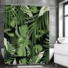 Tropical Plant Leaf Shower Curtain, Bathroom Decorative Shower Curtain, Waterproof Shower Curtain with Hooks
