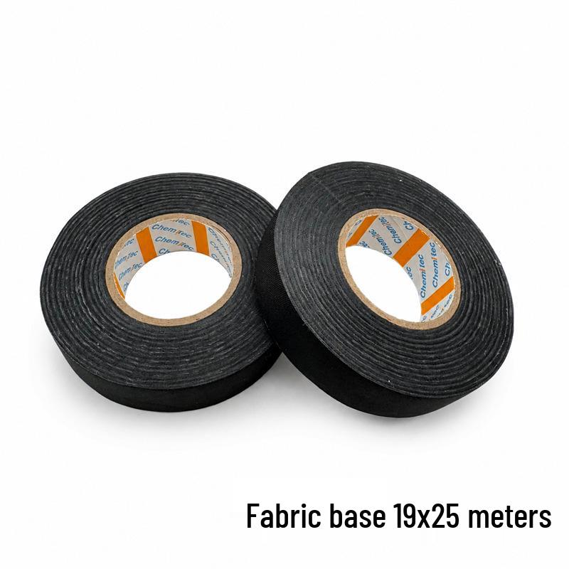 High Temp Resistant Black Flannel Automotive Wiring & Soundproofing Tape - Electrician-Grade, Flame Retardant, Hand Tearable, Adhesive Insulation.