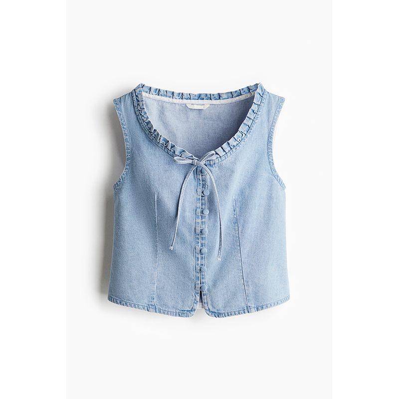 

HM Women s Vest 2025 Summer New Arrival Commuting Fashion Plaid Silm Pleated Neckline Vest 1286467