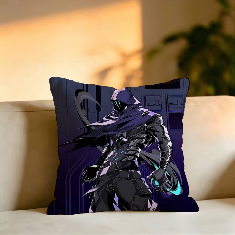 Hot Game Valorant OOmen Pillow Case Square DoubleSided Sofa Cushion Cover Bedroom Bedside Pillow